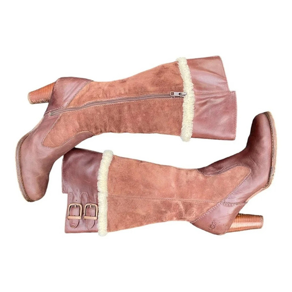 UGG suede and leather brown heeled boot size 9 - Picture 6 of 8